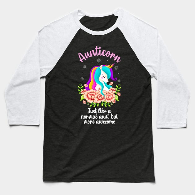 Aunticorn Unicorn Awesome Auntie Aunt Gift Baseball T-Shirt by Foxxy Merch